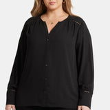Liliana Peasant Blouse In Plus Size - Black
