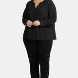 Liliana Peasant Blouse In Plus Size - Black