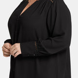 Liliana Peasant Blouse In Plus Size - Black