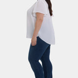 Pleated Flutter Sleeved Blouse In Plus Size - Optic White