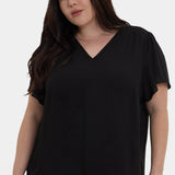 Pleated Flutter Sleeved Blouse In Plus Size - Black