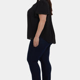 Pleated Flutter Sleeved Blouse In Plus Size - Black