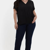 Pleated Flutter Sleeved Blouse In Plus Size - Black