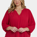 Pintuck Blouse In Plus Size - Carnelian