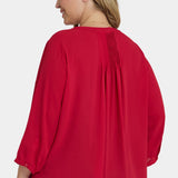 Pintuck Blouse In Plus Size - Carnelian
