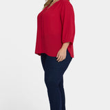 Pintuck Blouse In Plus Size - Carnelian