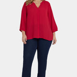 Pintuck Blouse In Plus Size - Carnelian