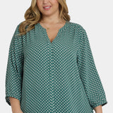 Pintuck Blouse In Plus Size - Adeline Dots