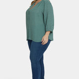 Pintuck Blouse In Plus Size - Adeline Dots