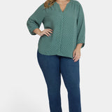 Pintuck Blouse In Plus Size - Adeline Dots