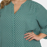 Pintuck Blouse In Plus Size - Adeline Dots