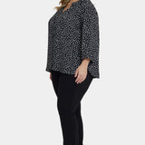 Pintuck Blouse In Plus Size - Francoise Dots