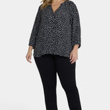 Pintuck Blouse In Plus Size - Francoise Dots