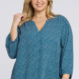 Pintuck Blouse In Plus Size - Dune Ditsy