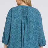 Pintuck Blouse In Plus Size - Dune Ditsy