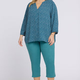 Pintuck Blouse In Plus Size - Dune Ditsy