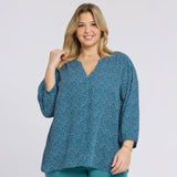 Pintuck Blouse In Plus Size - Dune Ditsy