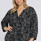 Pintuck Blouse In Plus Size - Floralesque