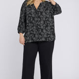 Pintuck Blouse In Plus Size - Floralesque