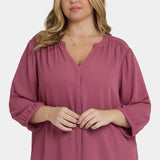 Pintuck Blouse In Plus Size - Vintage Rose