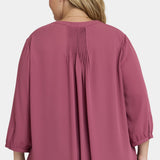 Pintuck Blouse In Plus Size - Vintage Rose