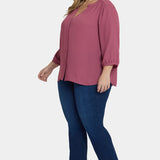 Pintuck Blouse In Plus Size - Vintage Rose