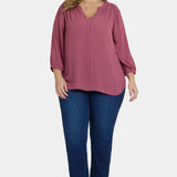 Pintuck Blouse In Plus Size - Vintage Rose