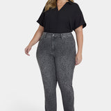 Marilyn Straight Jeans In Plus Size - Grey Daniela Ditsy