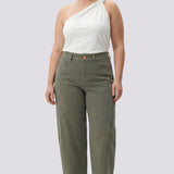 Alyssa Relaxed Crop Jeans In Plus Size - Desert Green