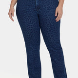 Marilyn Straight Jeans In Plus Size - Dark Denim Leopard