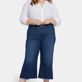 Patchie Wide Leg Capri Jeans In Plus Size - Fanciful