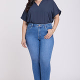 Marilyn Straight Ankle Jeans In Plus Size - Blue Paradise