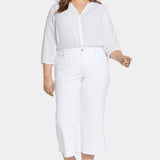 Patchie Wide Leg Capri Jeans In Petite Plus Size - Optic White