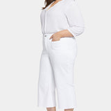 Patchie Wide Leg Capri Jeans In Petite Plus Size - Optic White