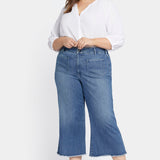 Patchie Wide Leg Capri Jeans In Petite Plus Size - Compass