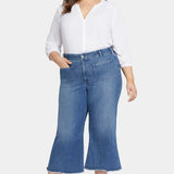 Patchie Wide Leg Capri Jeans In Petite Plus Size - Compass