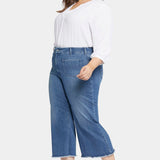 Patchie Wide Leg Capri Jeans In Petite Plus Size - Compass