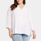 Pintuck Blouse In Plus Size - Optic White