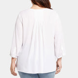 Pintuck Blouse In Plus Size - Optic White