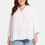 Pintuck Blouse In Plus Size - Optic White
