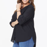 Pintuck Blouse In Plus Size - Black