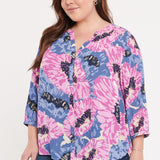 Pintuck Blouse In Plus Size - Cadiz