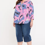 Pintuck Blouse In Plus Size - Cadiz