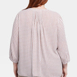 Pintuck Blouse In Plus Size - Graceful Geo