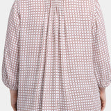 Pintuck Blouse In Plus Size - Graceful Geo