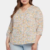 Pintuck Blouse In Plus Size - Angelonia