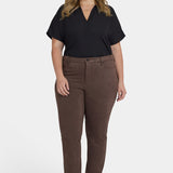 Marilyn Straight Pants In Plus Size - Coffee Bean