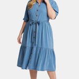 Kate Ruffle Dress In Plus Size - Light Marine