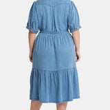 Kate Ruffle Dress In Plus Size - Light Marine