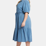 Kate Ruffle Dress In Plus Size - Light Marine